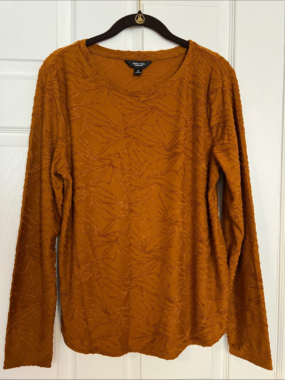 Simply Vera by Wang Long-Sleeve Textured Top Size M NWOT